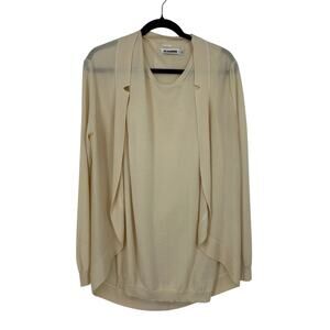 VTG Jil Sander Cashmere Draped Cardigan Sweater Set Womens Sz 40 US 10 Cream